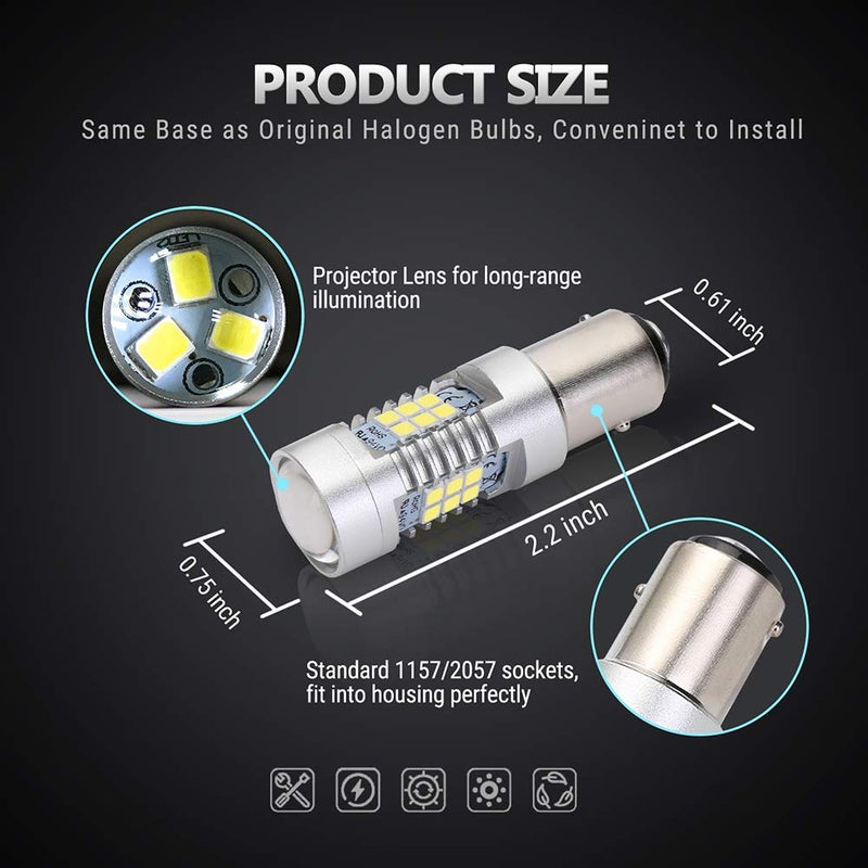 ANTLINE Extremely Bright 1157 1157A 2057 2357 7528 2057A BAY15D 21-SMD 2835 Chipsets 1260 Lumens LED Bulb Replacement White for Car Backup Reverse Brake Tail Turn Signal Lights Bulbs DRL (Pack of 4) - Image 5